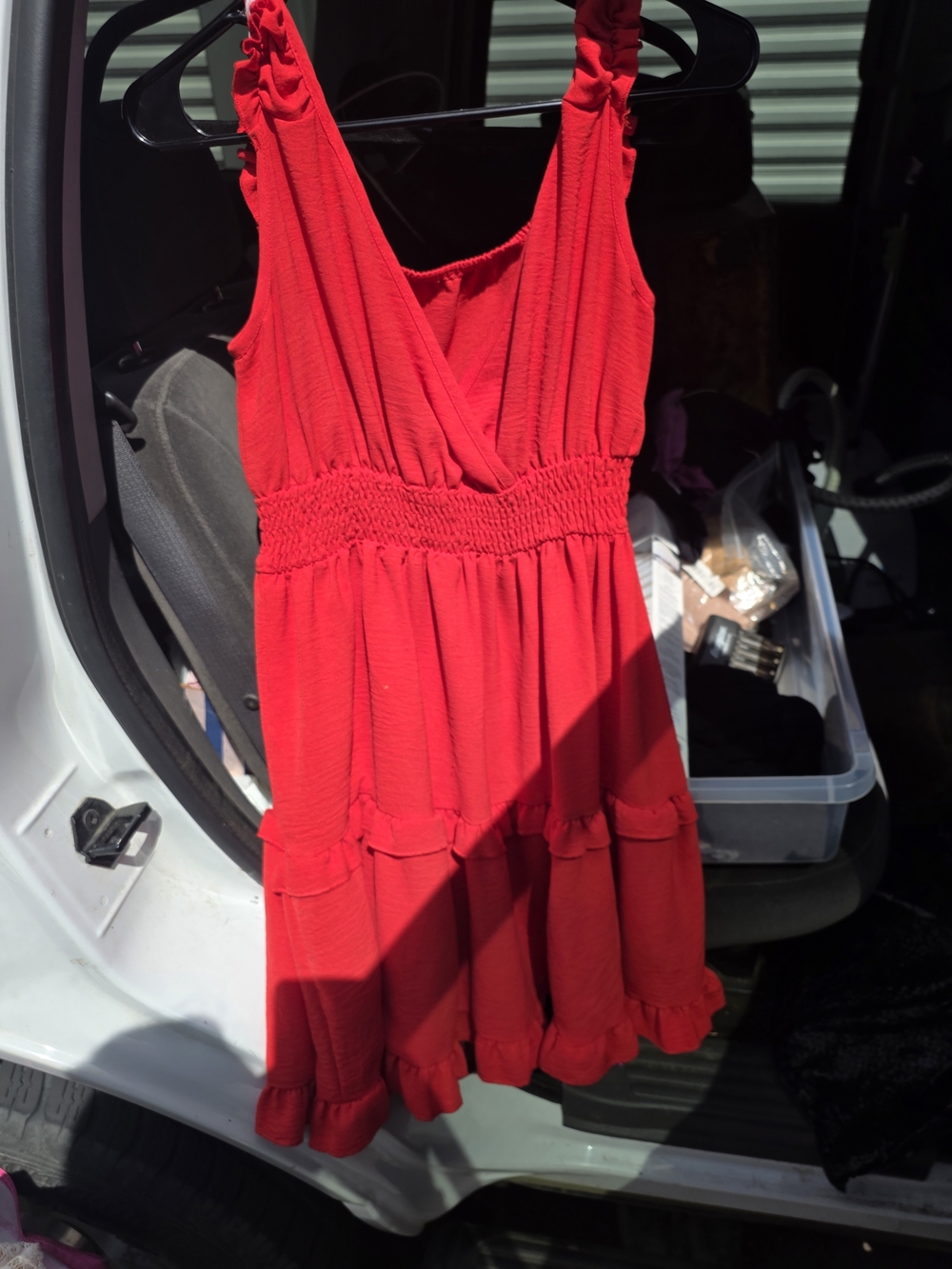 Girls Red Ruffle Strap Sundress